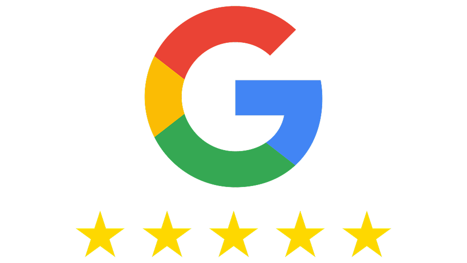 Google five-star review badge with gold stars — Meadowmont Dentistry in Chapel Hill, NC