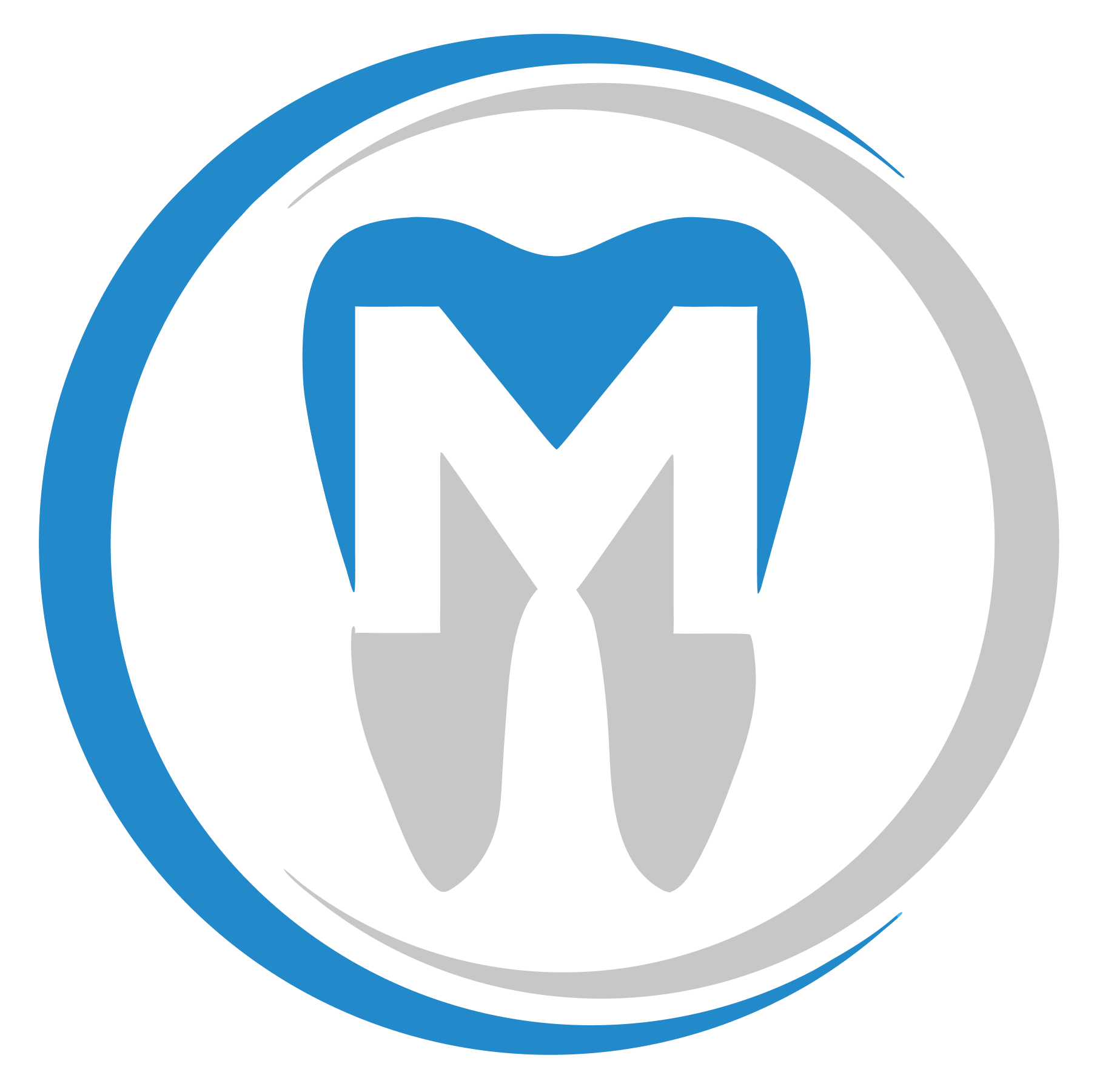 Blue Meadowmont M tooth logo mark on a white background in Chapel Hill, NC